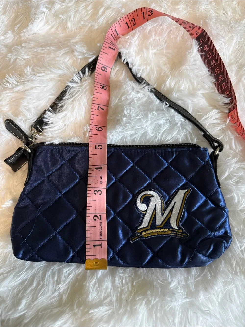 Milwaukee Brewer Quilted Navy Wristlet Clutch with Embroidered Patch